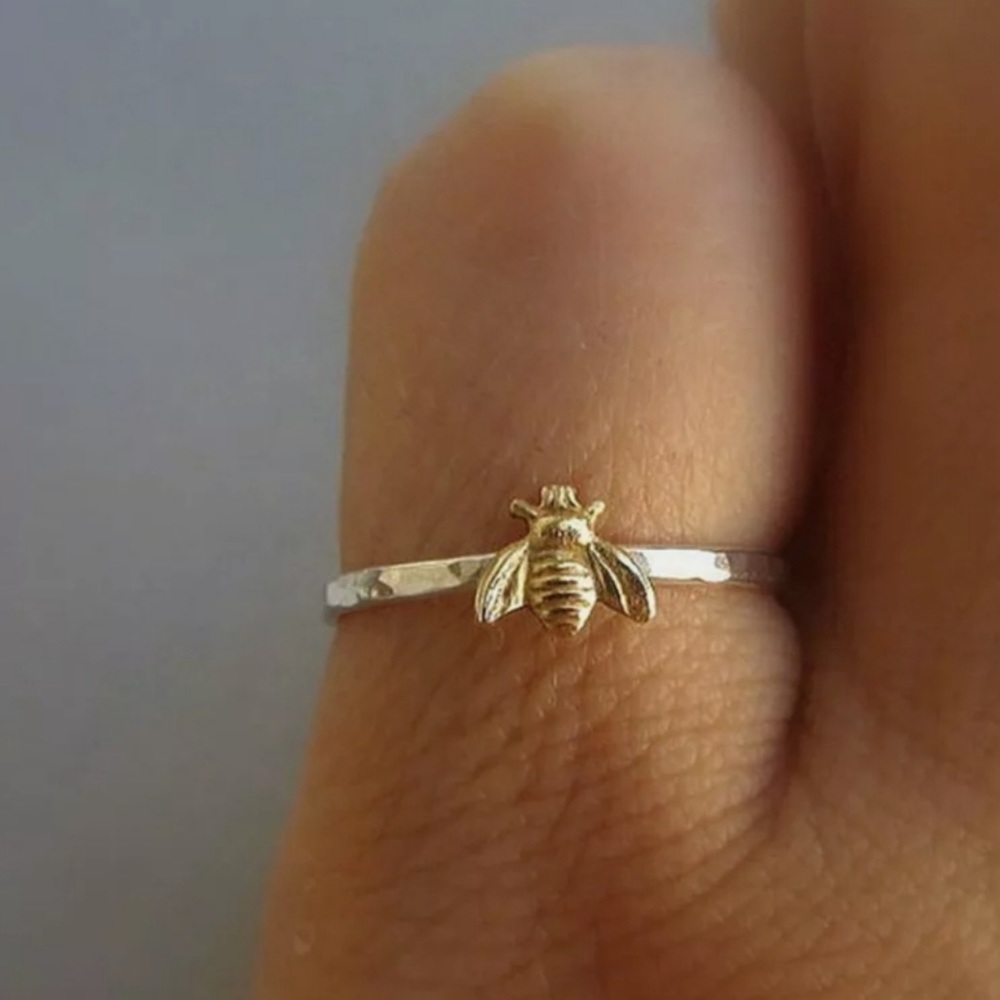 New Tiny Gold Bee Stackable Ring Size 7 - image 2